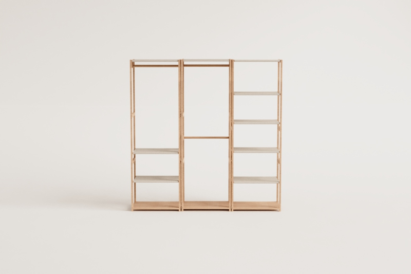Deneb Bamboo 3-Piece Open Modular Wardrobe with Shelving and Clothes Rack