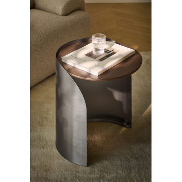 Xireisa Round Side Table In Mango Wood And Stainless Steel Ø45 Cm - ↑55 Cm - Sklum
