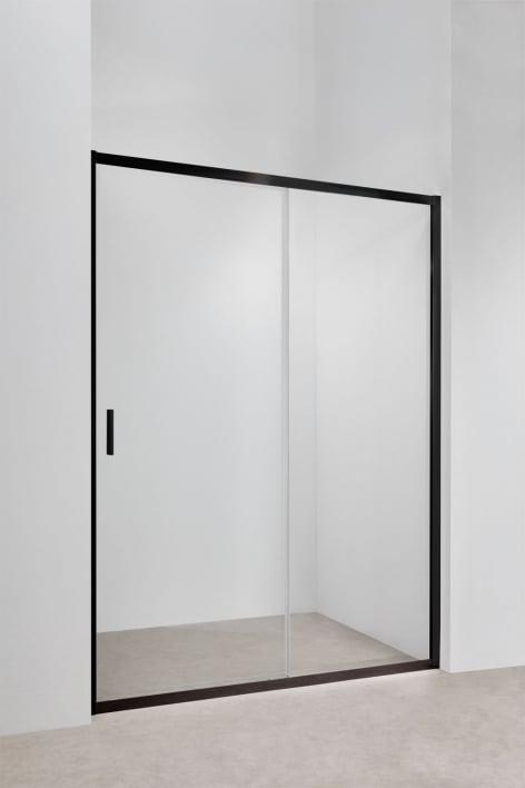 Shower Enclosure 150x195 cm with Soft Closing Sliding Door, 6 mm Tempered Glass and Matte Black Aluminium Dover