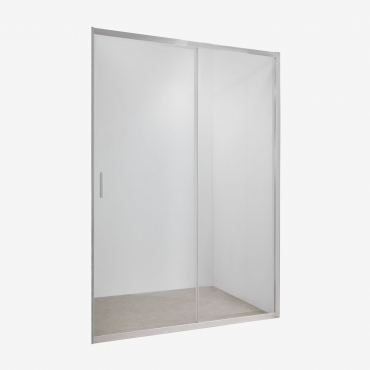 Front Access Shower Screen With Sliding Door, 6 Mm Tempered Glass And Dover Aluminum Brushed Grey & Clear & 120 X 195 Cm - Sklum