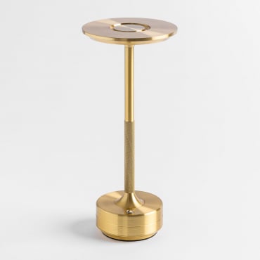 Wireless Led Table Lamp In Aluminum Rivkin Golden - Sklum