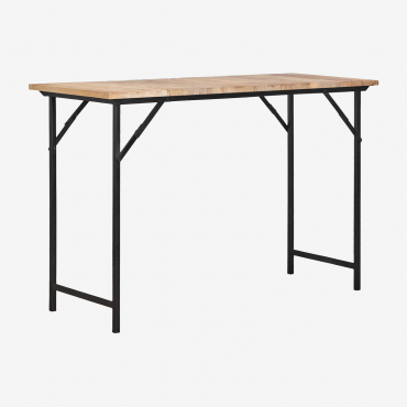 Rectangular High Table 160x65 Cm In Mango Wood And Fer Iron Carbon Black - Sklum