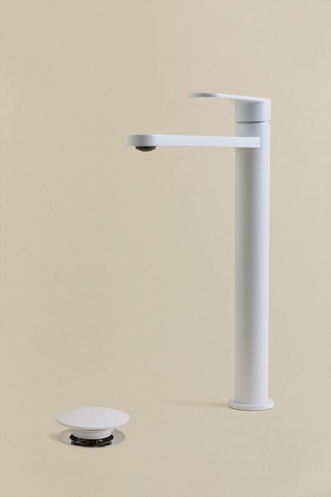 Alameda brass basin faucet set and Orveta stainless steel and brass Click-Clack basin drain valve. - White