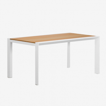 Archer Classic Eucalyptus Wood And Aluminum Garden Table Gardenia White & 160x90 Cm - Sklum