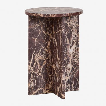 Pack Of 2 Round Bedside Tables Ø35 Cm In Mencia Marble Red Marble - Sklum