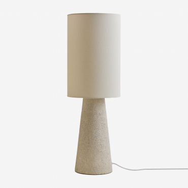 Loana Linen And Fiberglass Table Lamp Off-white - Sklum