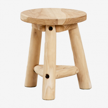 Narel Teak Wood Low Stool Light Teak Wood - Sklum