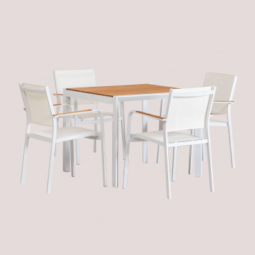Classic Square Table Set (90x90 Cm) And 4 Archer Garden Chairs Gardenia White - Sklum