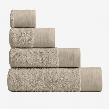Set Of 4 Markel Cotton And Linen Towels Tapioca Beige - Sklum