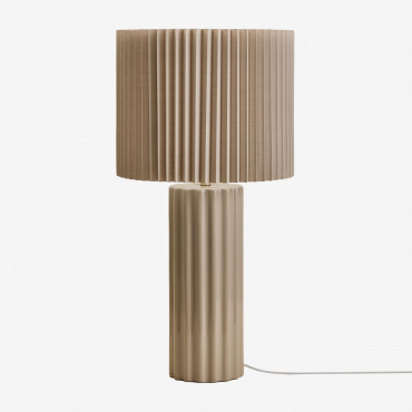 Table Lamp In Ceramic And Marvila Fabric Beige Cream & ↑60 Cm - Sklum