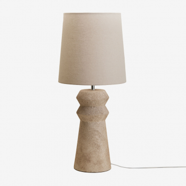 70 Cm Ceramic And Linen Table Lamp Fornia Beige Cream - Sklum