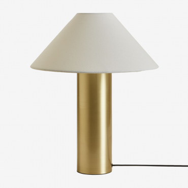 Barak Linen And Iron Table Lamp Golden - Sklum