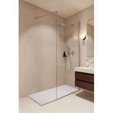Fixed Shower Screen With 8 Mm Tempered Glass And Bristol Aluminum Brushed Grey & Clear & 80 X 195 Cm - Sklum