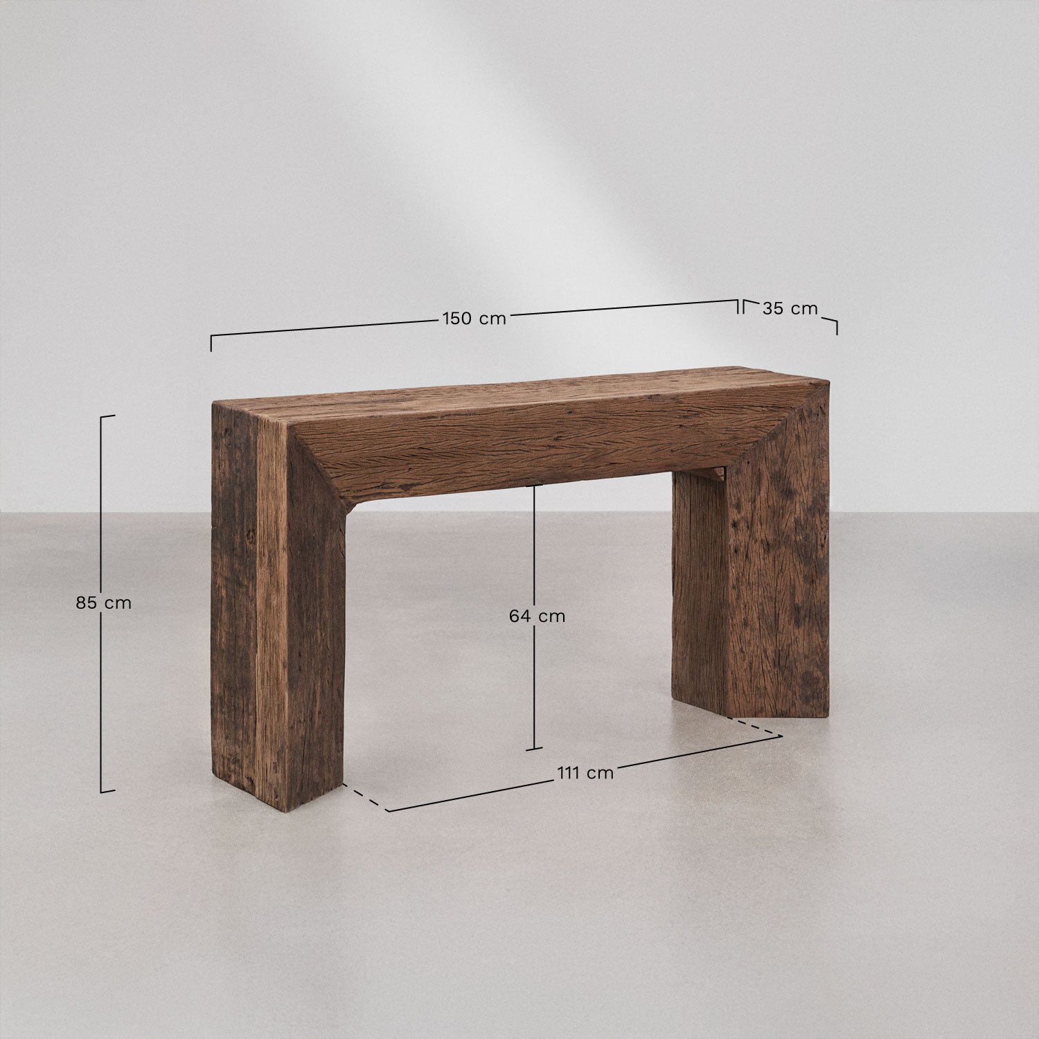 Juvira recycled wood console set with mirror, MEASURES