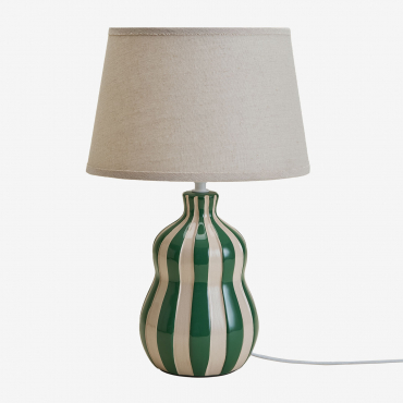 Jolira 40cm Ceramic And Linen Table Lamp Light Army Green - Sklum
