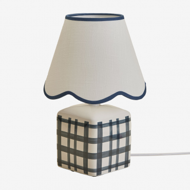 Pirela Ceramic And Linen Table Lamp, 35 Cm Navy Blue - Sklum