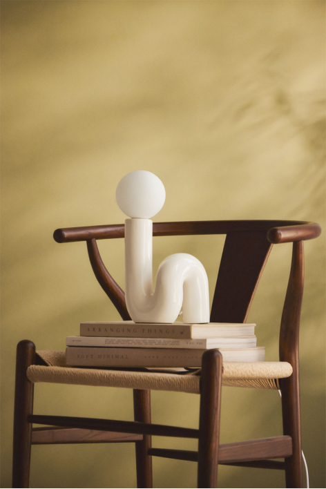 Ceramic table lamp with Vireto glass ball - Off-White