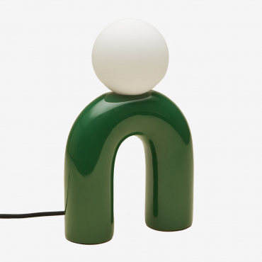 30cm Ceramic Table Lamp With Margot Glass Ball Green Amazon - Sklum