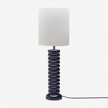 Boreto 75 Cm Ceramic And Linen Table Lamp Navy Blue - Sklum
