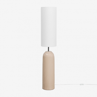 Floor Lamp In Ceramic And Linen Cinnamon Beige Cream - Sklum