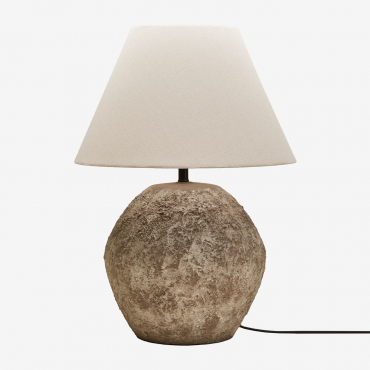 Rilatos Ceramic And Linen Table Lamp Brown Sand & ↑60 Cm - Sklum