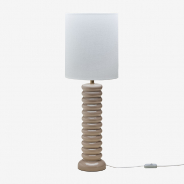 Boreto 75 Cm Ceramic And Linen Table Lamp Beige Cream - Sklum