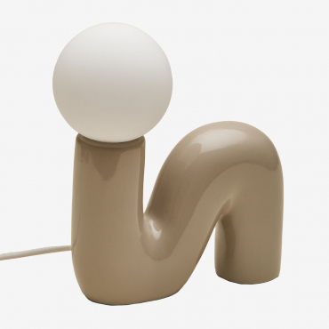 Ceramic Table Lamp With Vireto Glass Ball Beige Cream & A - Sklum