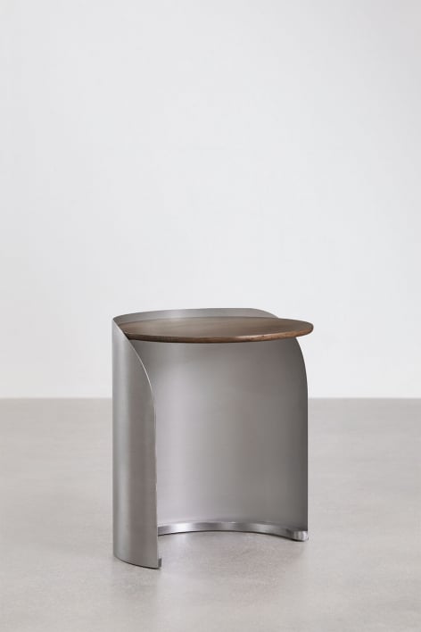 Pack of 2 round nightstands in mango wood and stainless steel Xireisa