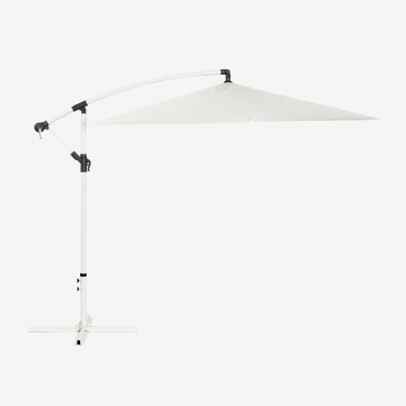 Gerran Ø295 Cm Parasol In Fabric And Steel Gardenia White - Sklum