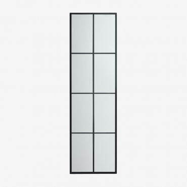 Wall Mirror In Metal Window Effect (40x130 Cm) Rania Black - Sklum