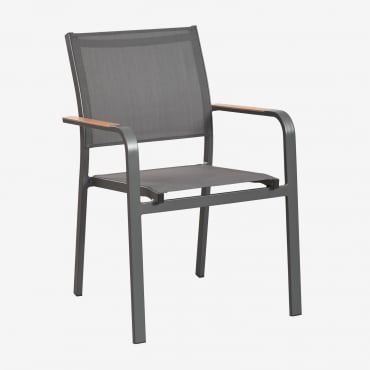 Pack Of 4 Archer Stackable Aluminum Garden Chairs Grey Graphite - Sklum