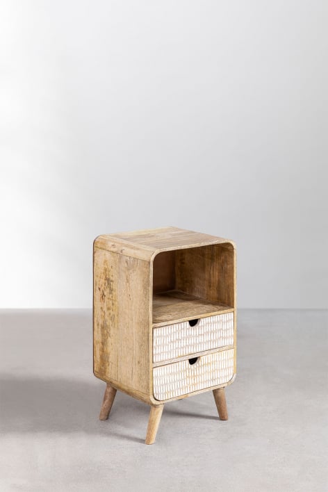 Pack of 2 rectangular nightstands 30x25 cm in Yulara mango wood - Natural - White