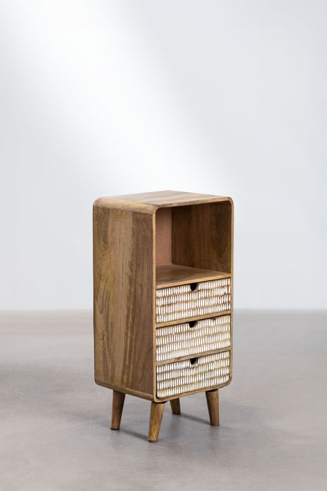 Pack of 2 rectangular nightstands 30x25 cm in Yulara mango wood - Natural - White