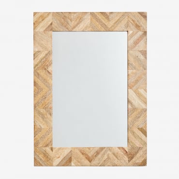 Rectangular Wall Mirror 50x70 Cm In Mykonos Mango Wood Mango Wood - Sklum
