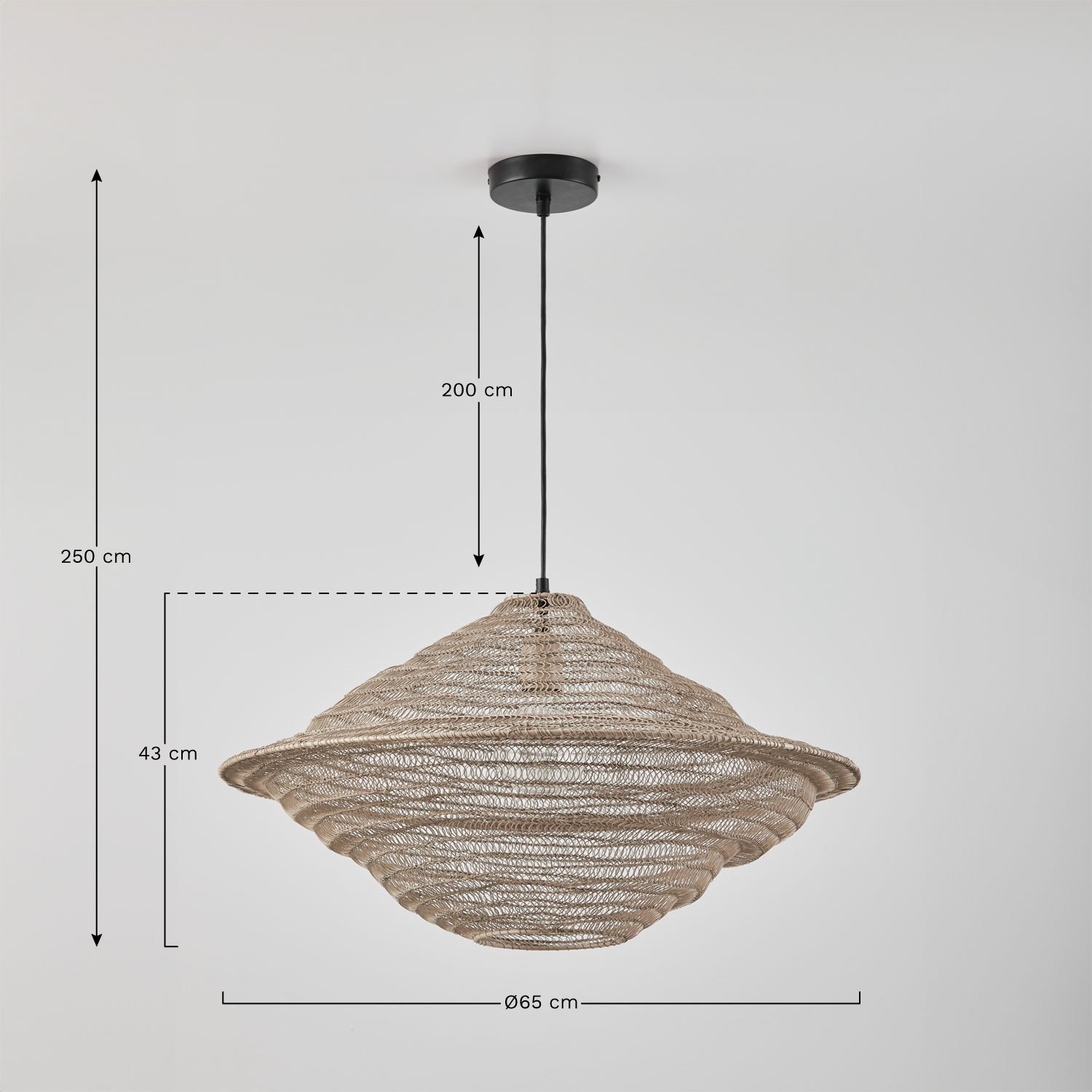 Zulma iron ceiling lamp Ø65 cm, MEASURES