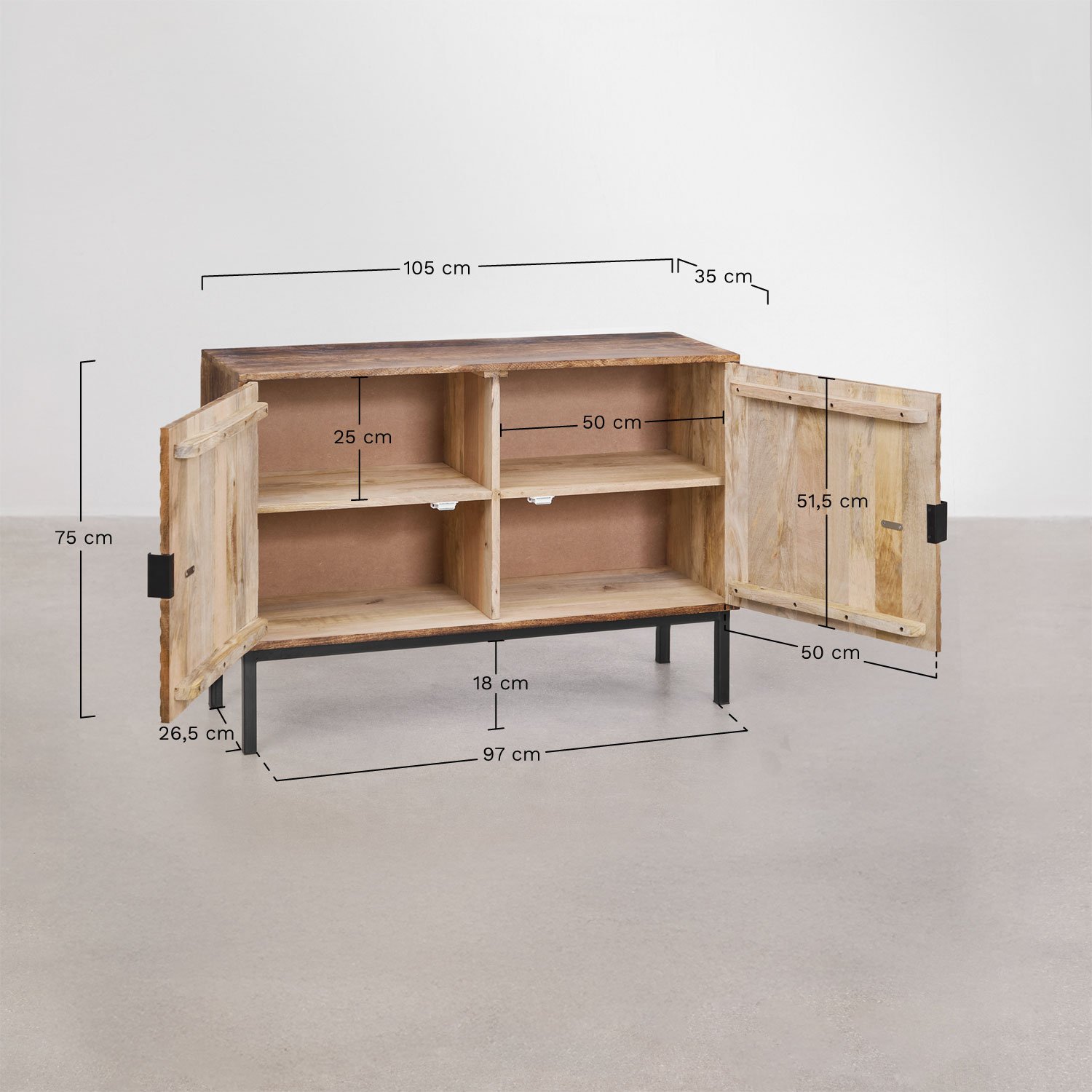 Alembe mango wood sideboard, MEASURES