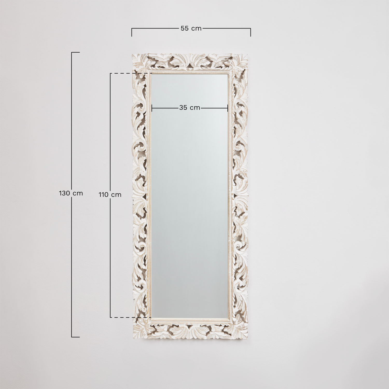 Rectangular wall mirror in mango wood Arnas, MEASURES