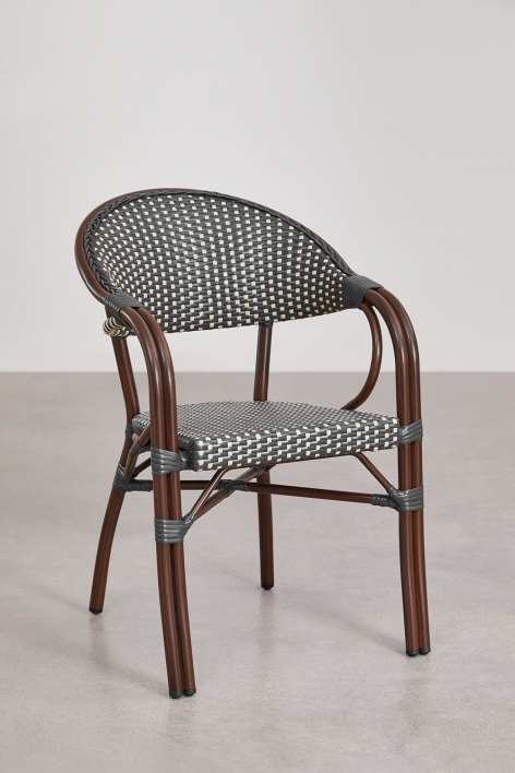 Pack of 2 stackable garden chairs with armrests in aluminium Brielle Bistro