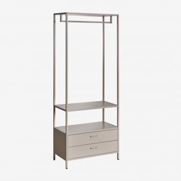 Janine Open Wardrobe With Steel Drawers Brown Moka - Sklum