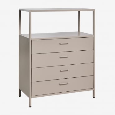 Janine Steel Chest Of Drawers Brown Moka - Sklum