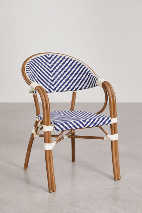 Brielle Bistro Stackable Aluminum Dining Chair with Armrests - Ken Blue - Gardenia White