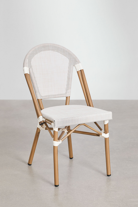 Pack of 4 Brielle Bistro aluminum stackable dining chairs - Gardenia White