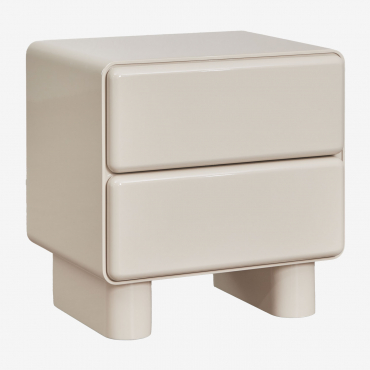 Sheila Mdf Bedside Table With Two Drawers Tapioca Beige - Sklum