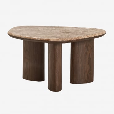 Dayana Mdf And Marble Side Table Brown Marble - Sklum