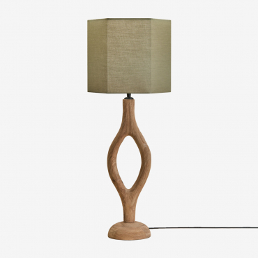 Mango Wood Table Lamp Gracia Mango Wood & Sage Green Ø30 Cm Tenerife - Sklum