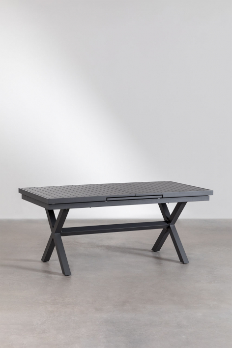 Rectangular extendable dining table in aluminum Karena - Grey Graphite