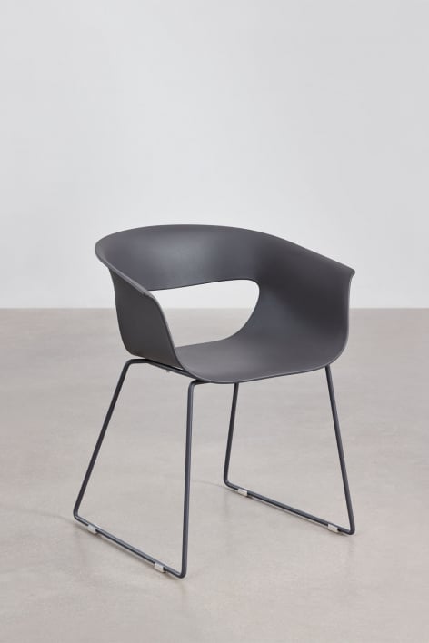 Pack of 2 dining chairs in polypropylene and steel Alanys - Grey Graphite