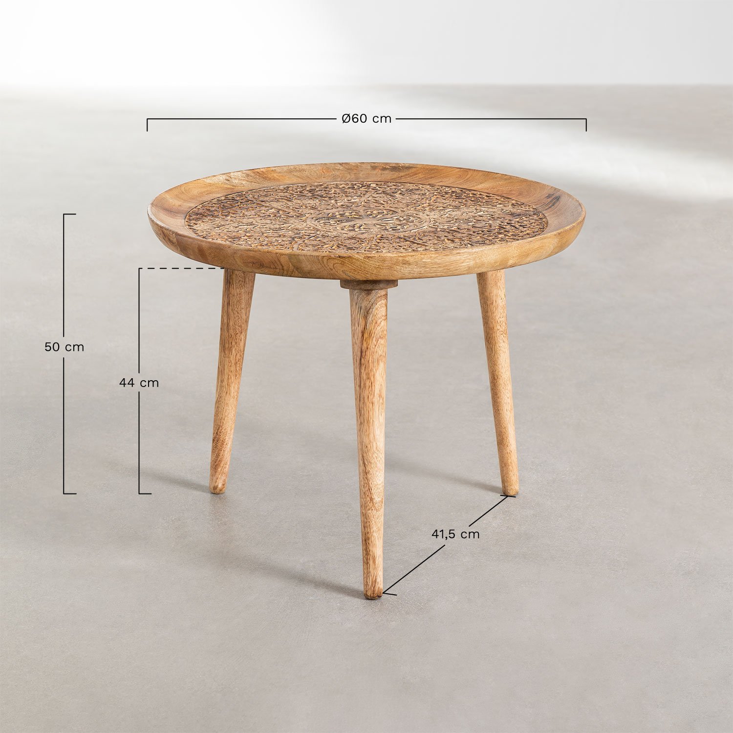 Round side table Ø60 cm in Nanup mango wood, MEASURES