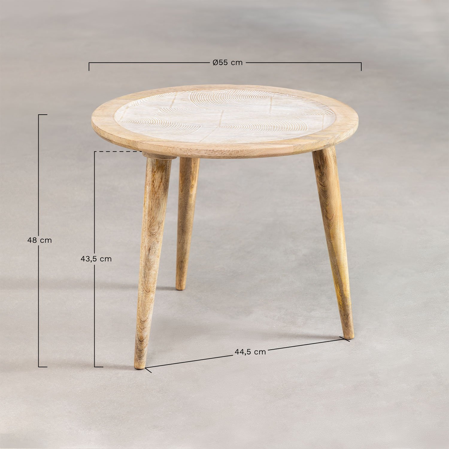 Diborna Mango Wood Side Table, MEASURES