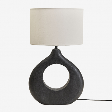 Joana Mango Wood Table Lamp Plain Black & White Ø30 Cm - ↑20 Cm Arlina - Sklum